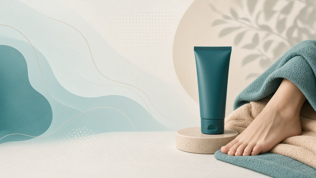Diabetic foot care and moisturizing illustration