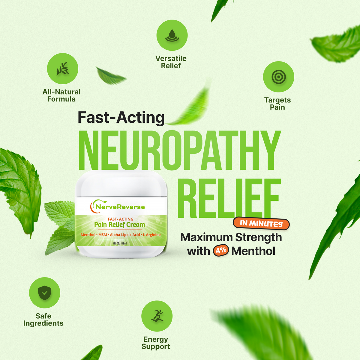 NerveReverse 4% Menthol Nerve Pain Cream | Free Life Labs