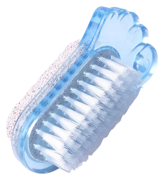 Foot-shaped pumice stone and brush included with every Derm 42 jar